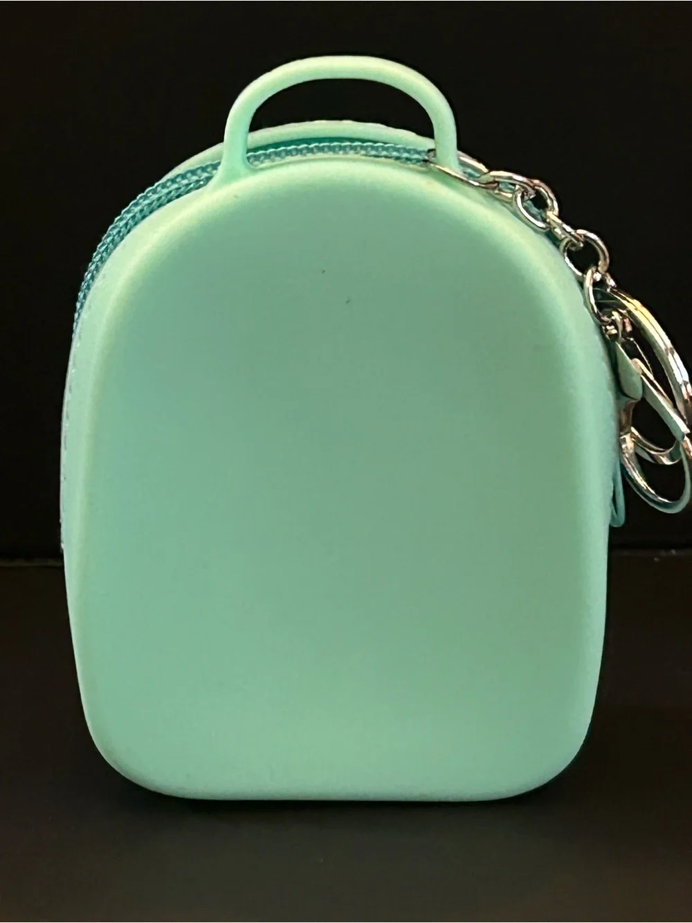 Kids Mint Green Mini Silicone Bag Charm Keychain Case w/Ghost & Controller Charm